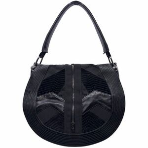 Vintage Versace Patchwork Suede Leather Zipper Accent Shoulder Bag